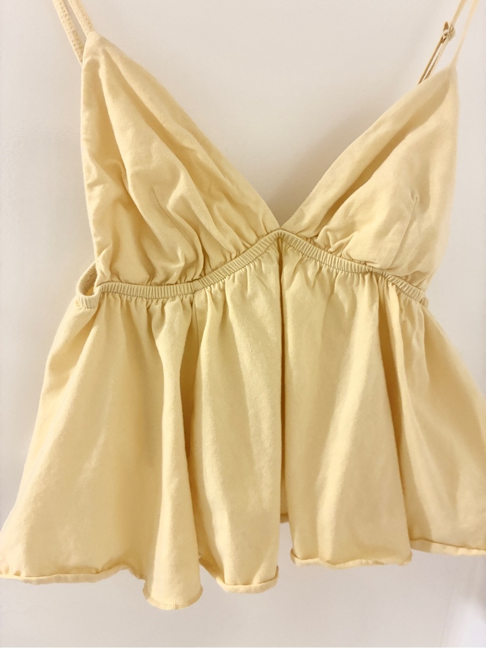 wild fable S Pale Baby Yellow Cotton Cami Babydoll Top Cropped Y2K Festival Rave - Picture 2 of 6